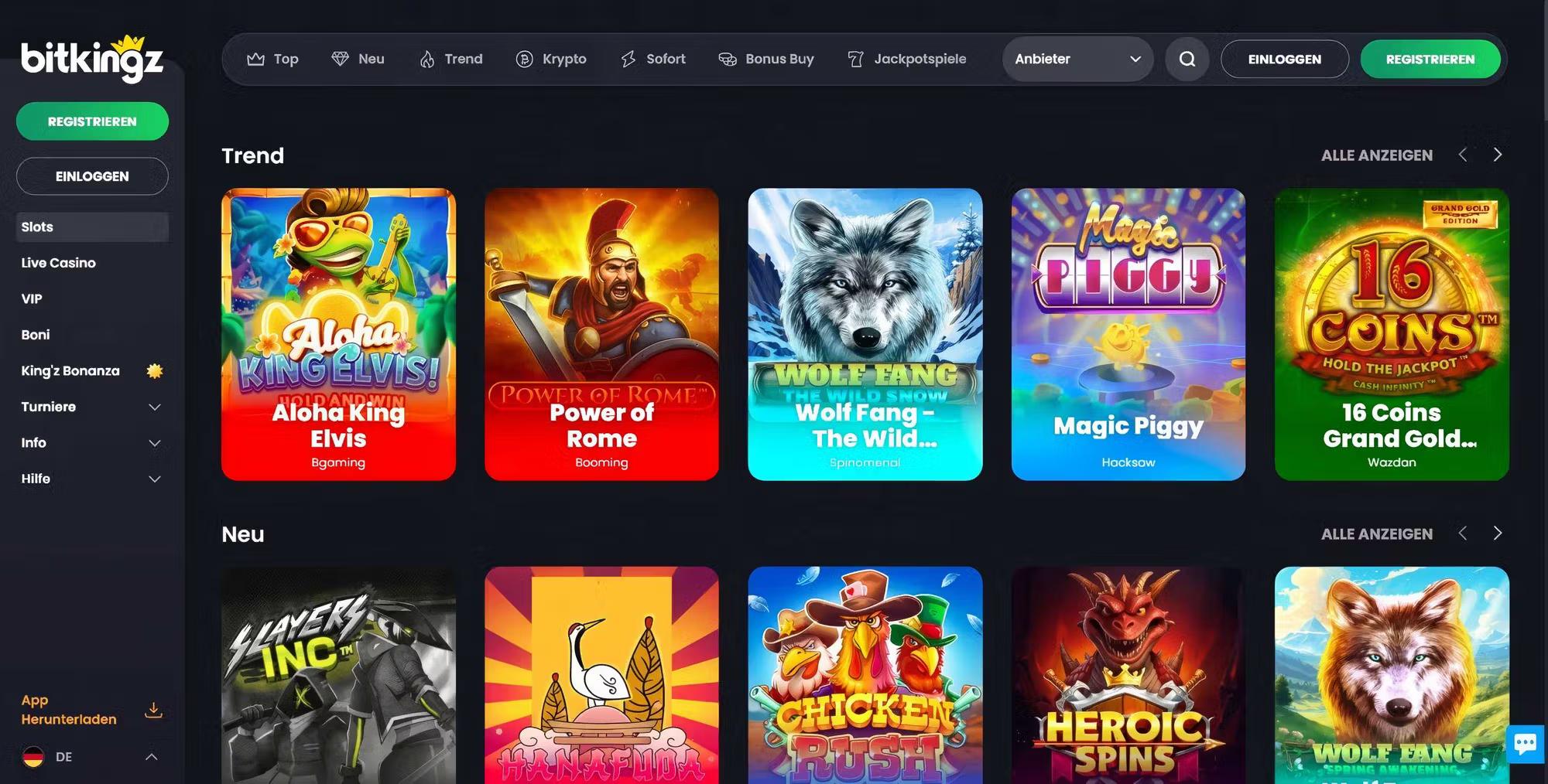 Bitkingz Casino desktop screenshot 2